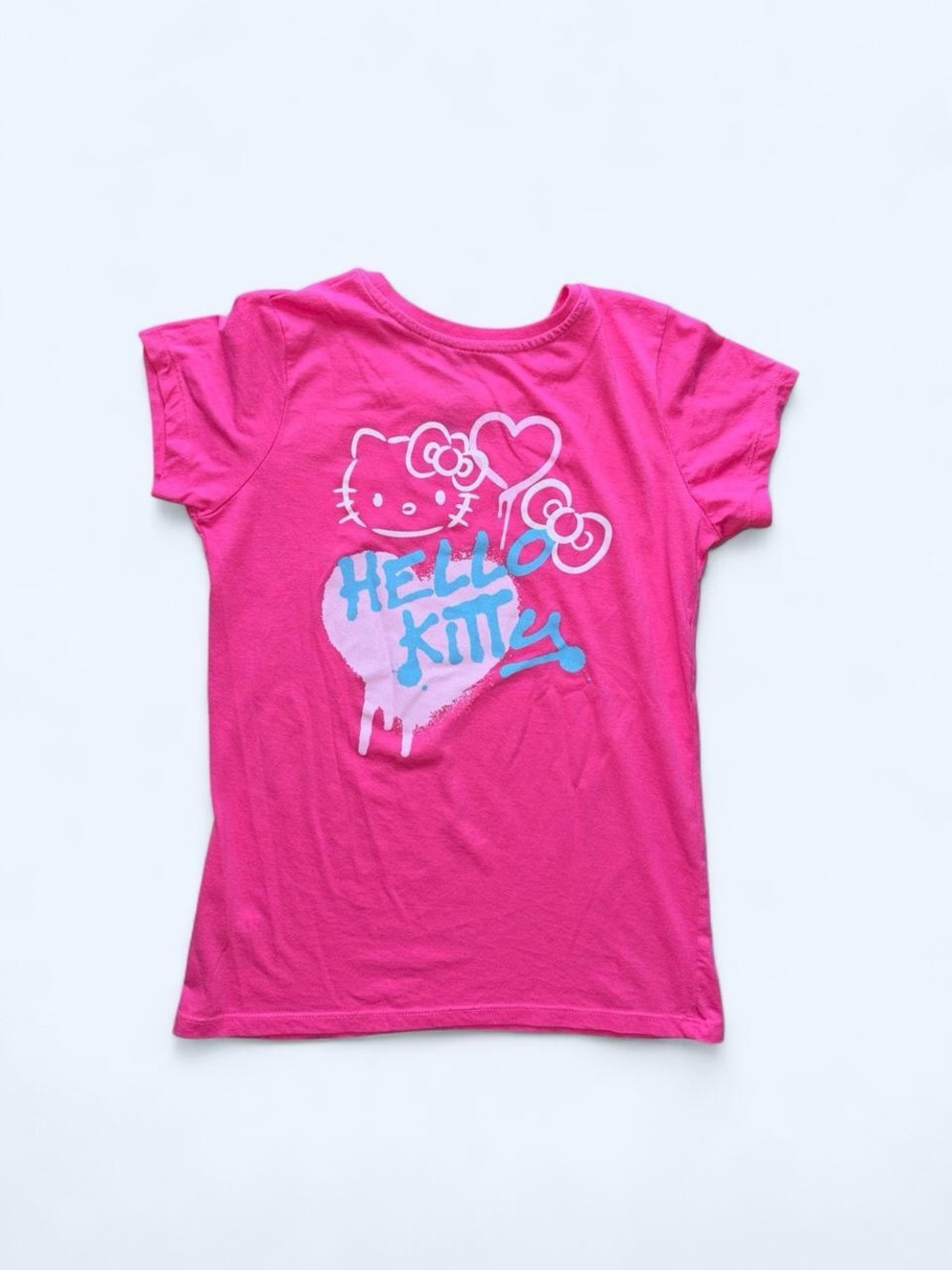 Hello Kitty Bright Pink Short Sleeve Tee with Heart Graphic